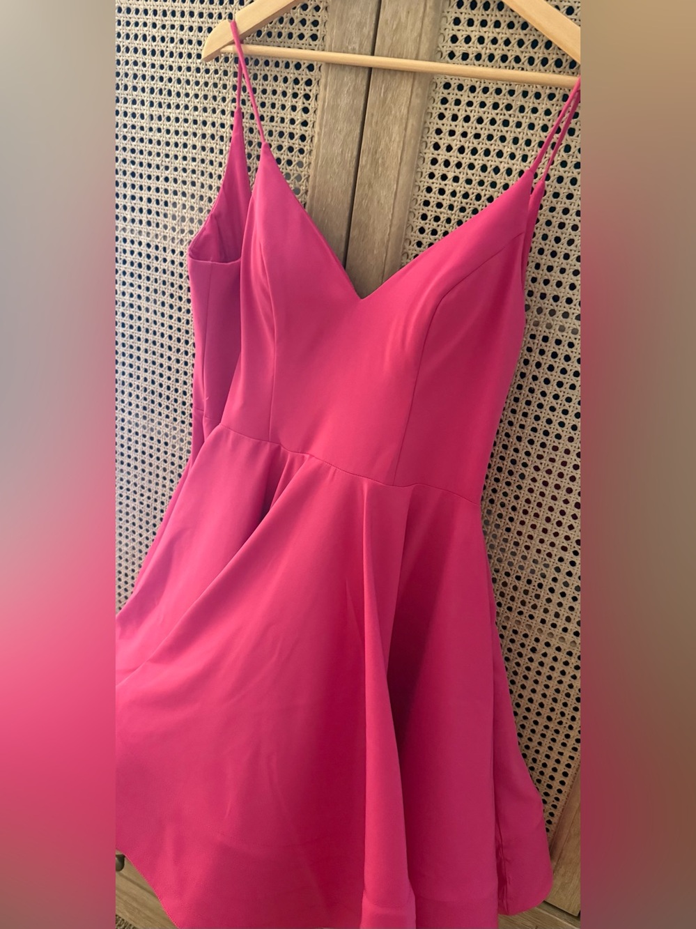 Women's Fuchsia Fit-and-Flare Spaghetti Strap Party Dress